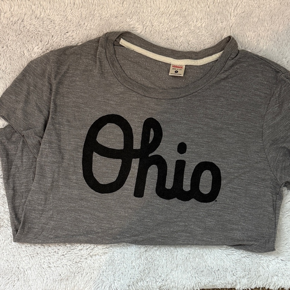 HOMAGE Heather Gray Tee with White Accents